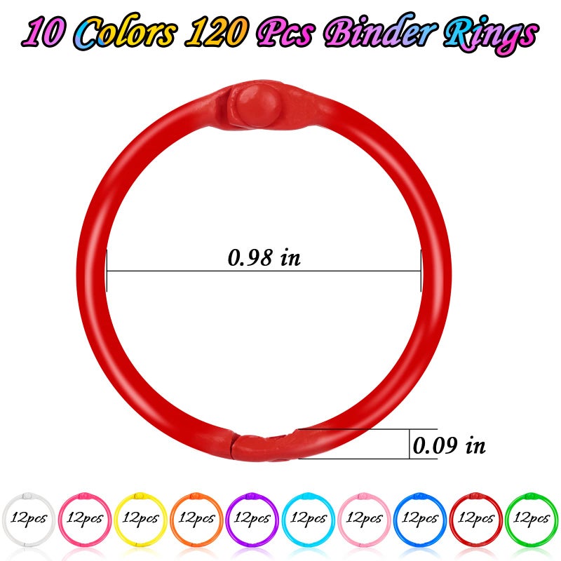 KFPPLXQ 120 pcs Loose Leaf Binder Rings  Flash Card Rings  Colorful Metal Book Rings  Rainbow Color Heavy Duty Notebook Rings  Keychain Key Rings  1 Inch 10 Colors - Image 2